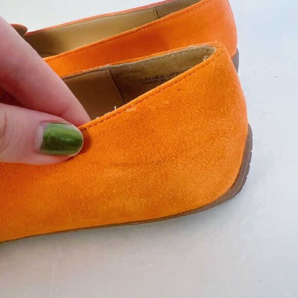 Talbots Francesca Link Suede Driving Flats Orange Pointed Toe Size 8.5 - Picture 7 of 7